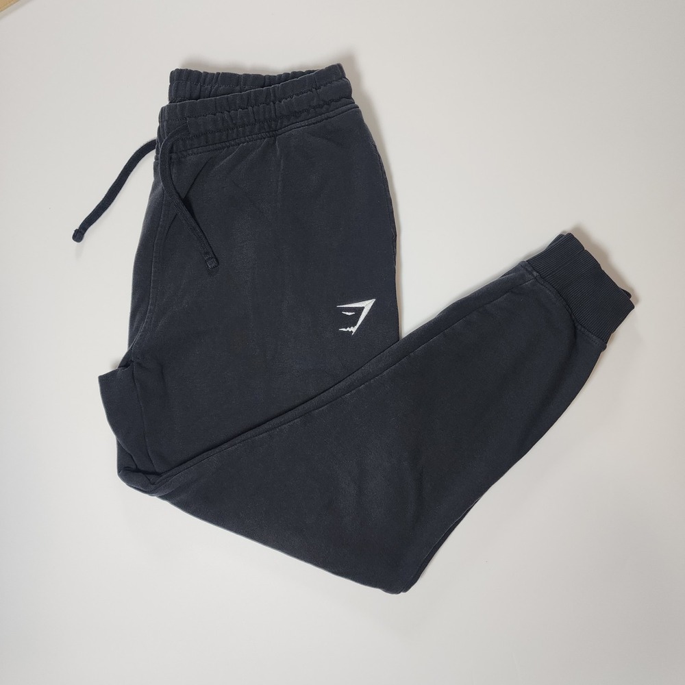 Gymshark Joggers Men Medium Black Sweatpants Tapered Athleisure Training Gym EUC - Picture 2 of 11